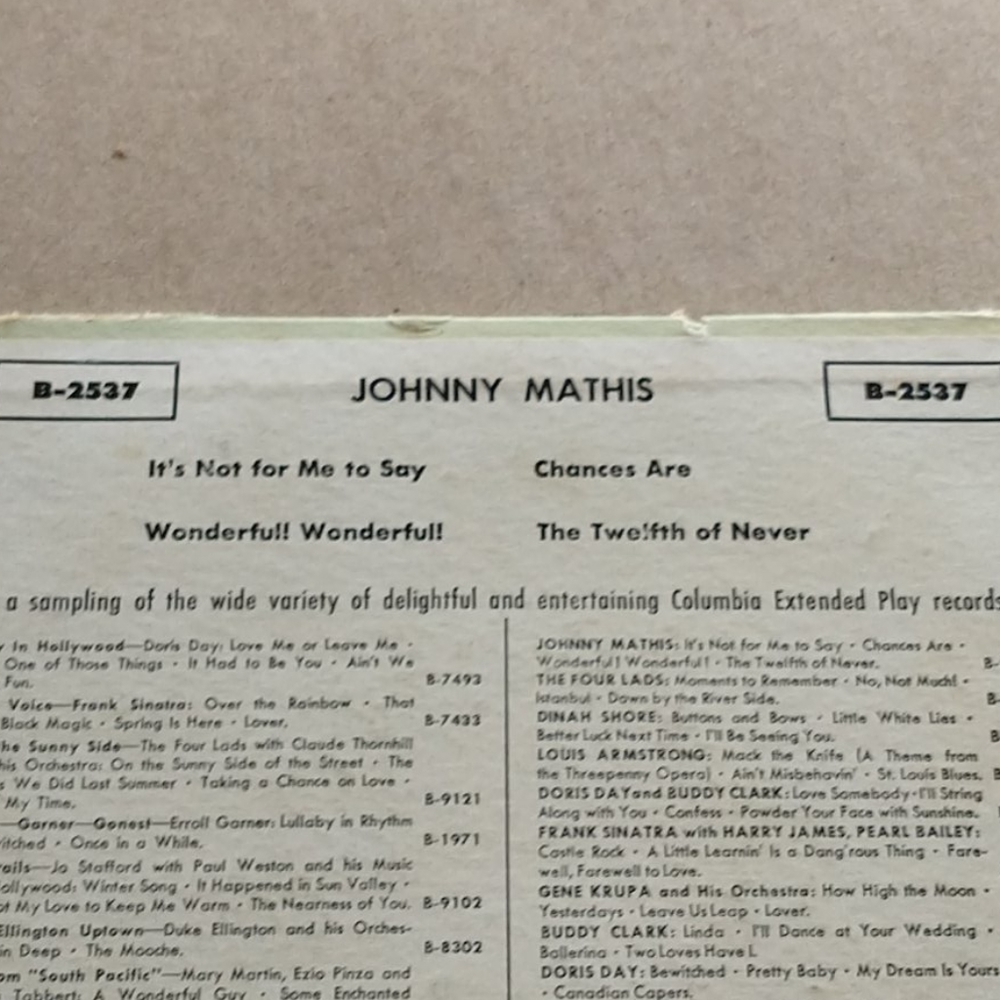 Vintage Johnny Mathis 45 RPM B-2537 - Picture 3 of 7